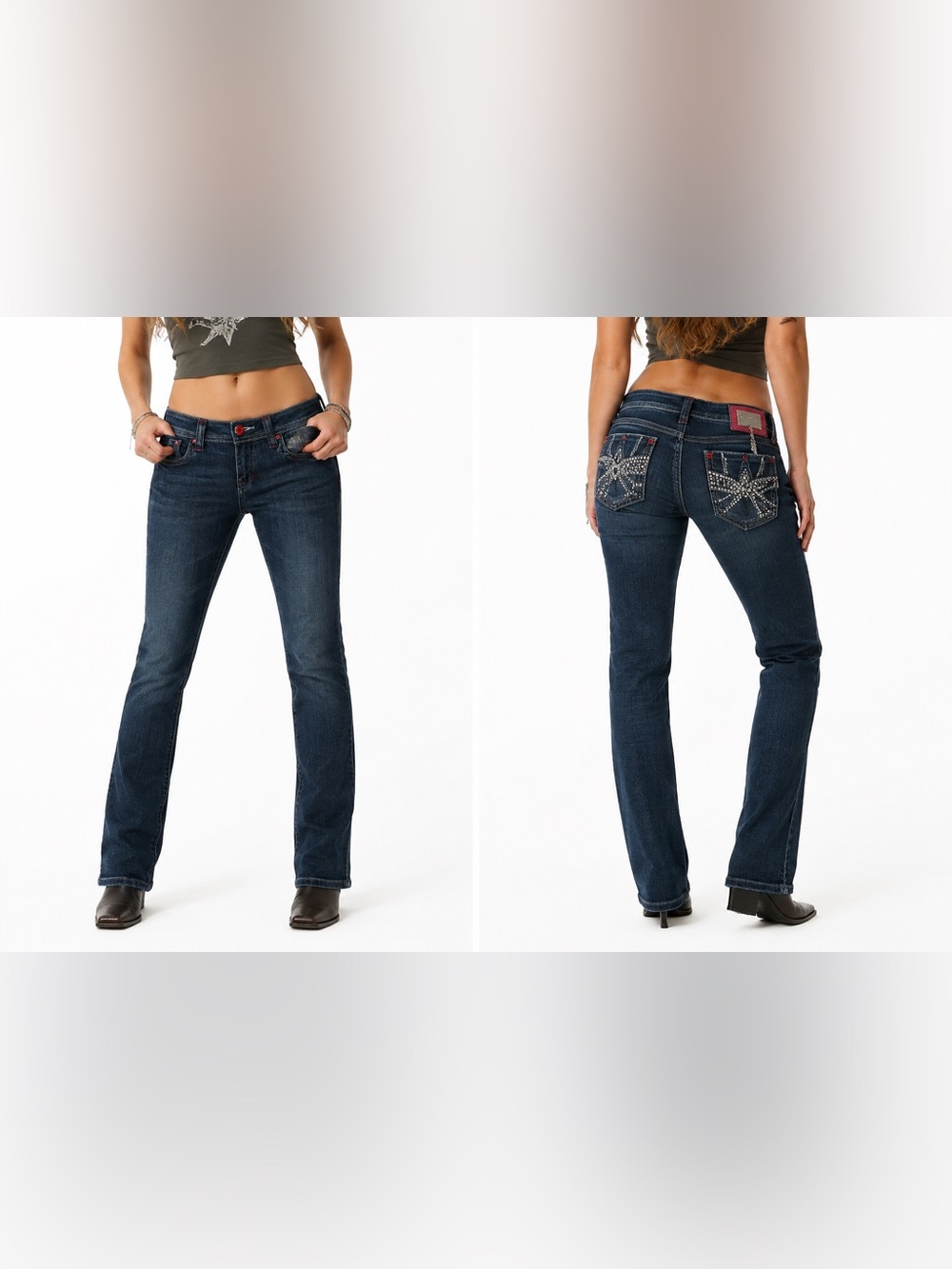 LA Idol Jeans Women’s Sz 7 W30 Rhinestone Bling Pocket Y2K Fairy Grunge Low Rise